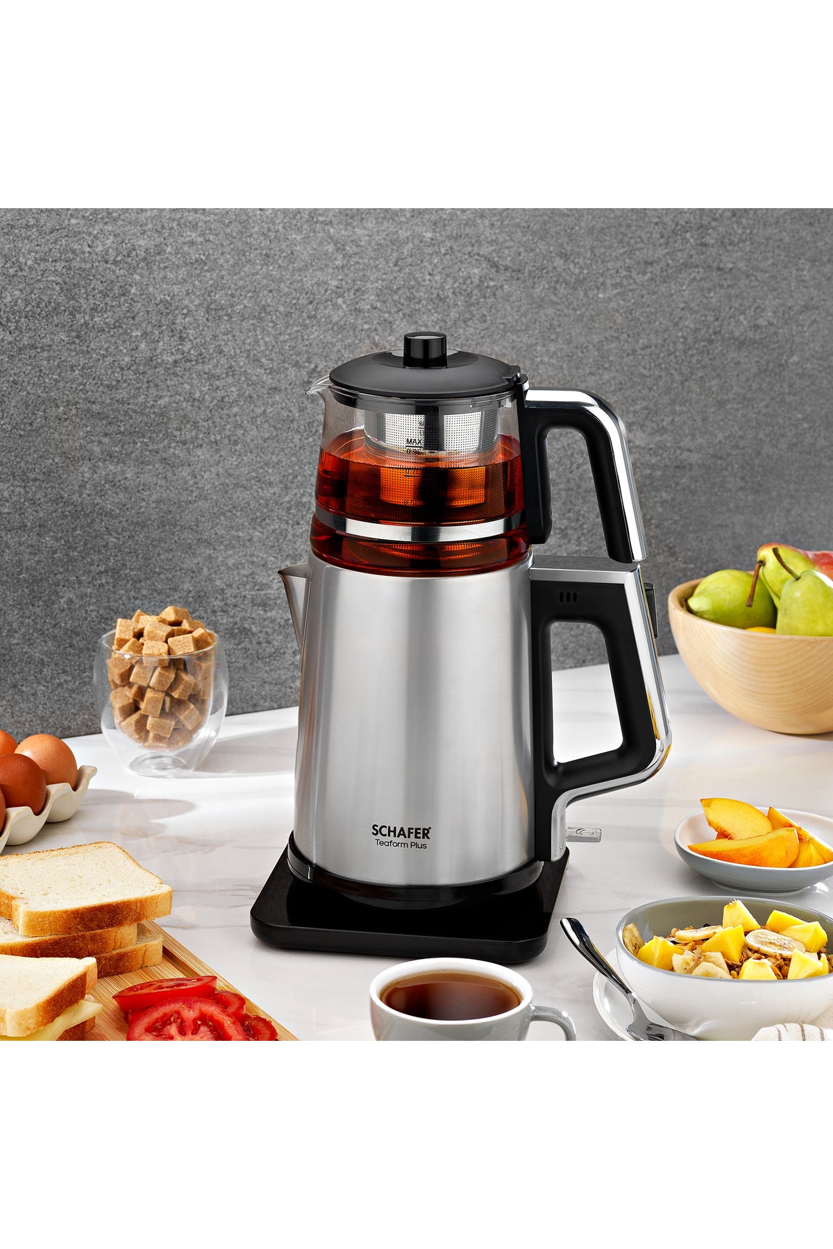 Schafer Teaform Plus Digital Stainless Steel Tea Maker - inox/Glass Teapot - MALLTURK