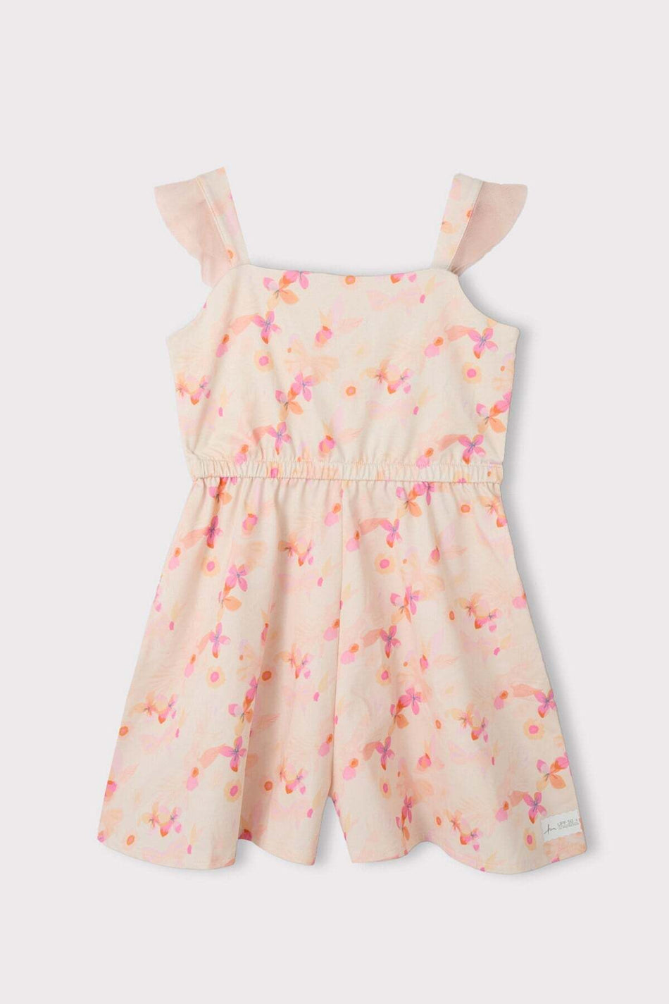 Hasema Strappy Beige Patterned 3-Piece Girls' Jumpsuit Swimsuit Set 7004