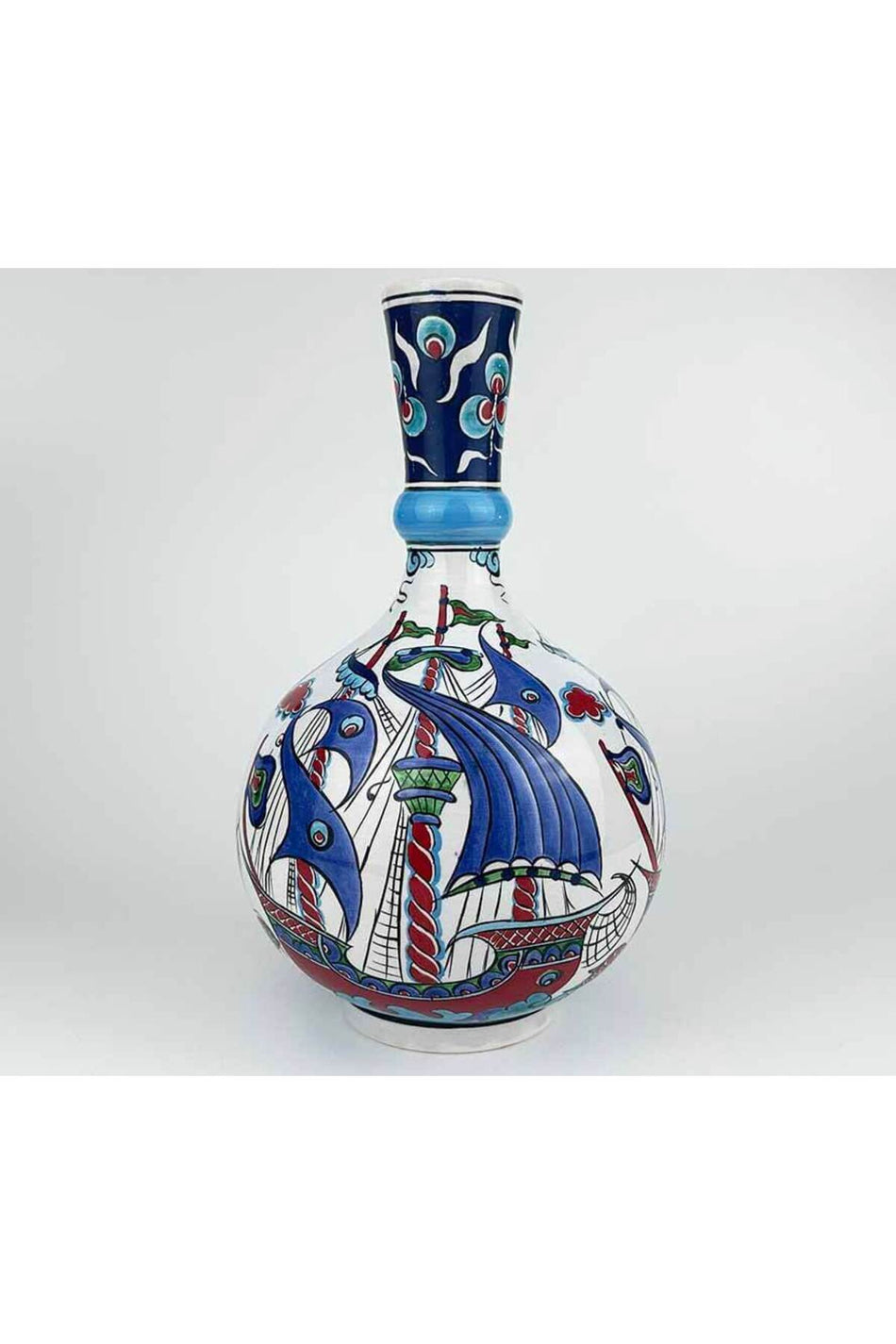 Cini Evi Cultural Gift Iznik Tile Vase with Galleon Motif 30 cm - MALLTURK