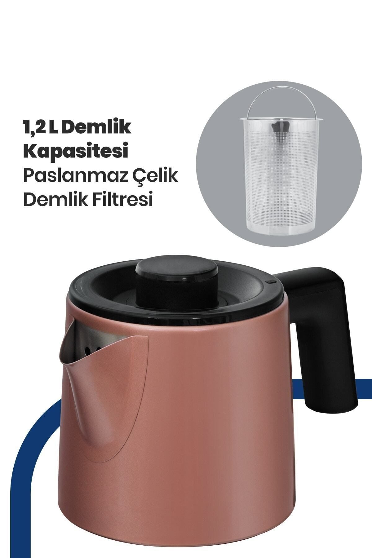 GoldMaster Acacia Matte Mink XL 2200 Watt Patented Drip-Free Design Stainless Steel Tea Maker and Water Kettle - MALLTURK