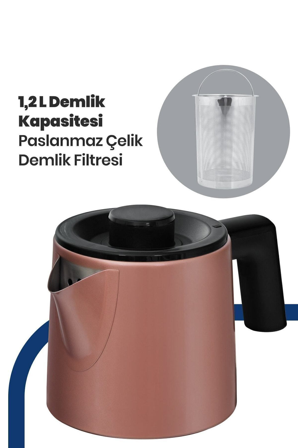 GoldMaster Acacia Matte Mink XL 2200 Watt Patented Drip-Free Design Stainless Steel Tea Maker and Water Kettle - MALLTURK