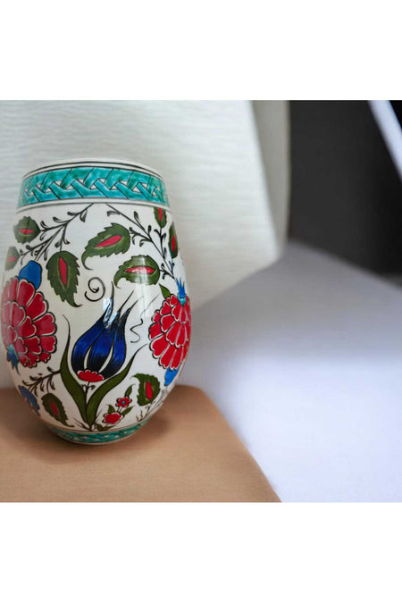 Sema Cini Handmade Ceramic 20 cm Vase Red - MALLTURK