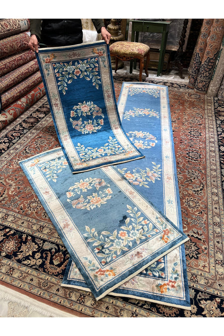 RD RAMAZAN DAG Hand Rug Art Hand-Woven Chinese Silk Runner Three Pieces Available Size 303x70 - MALLTURK