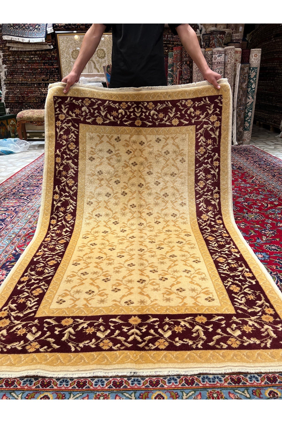 RD RAMAZAN DAG Hand Rug Art Hand-Woven Usak Rug Size 180x120 - MALLTURK