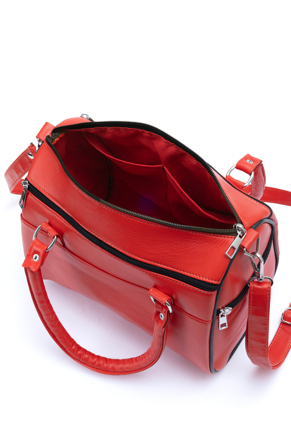 Fubileather Genuine Leather Shoulder Strap Mom Bag Red