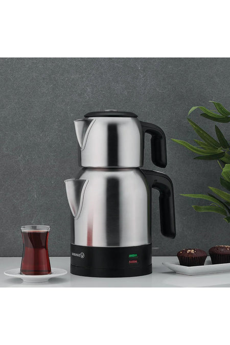 KORKMAZ Demkolik Satin/Black Matte Electric Kettle 1.8 lt A359-06 - MALLTURK
