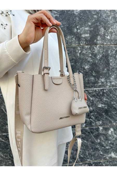 Just Polo Women's New Season 3-Compartment Luxury Soft Leather Adjustable Crossbody Stylish Shoulder Bag Stone - MALLTURK