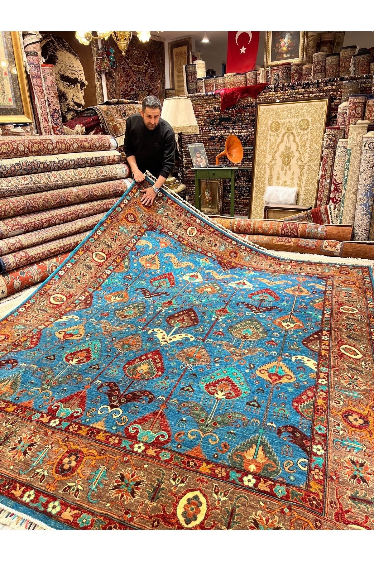RD RAMAZAN DAG Hand Rug Art Hand-Woven Afgan Rug Cotton Base Wool Weave Olup Natural Dye Multicolor Rug - MALLTURK