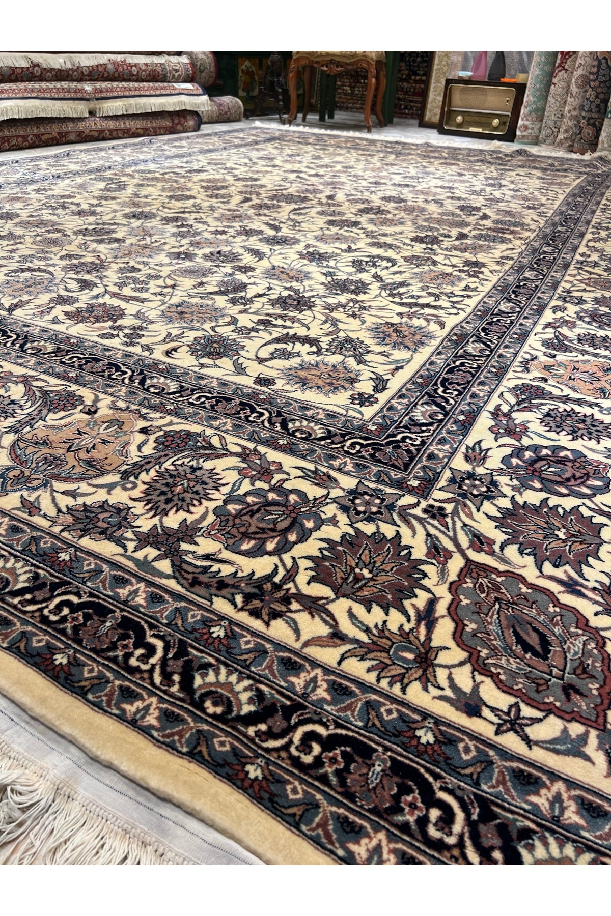 RD RAMAZAN DAG Hand Rug Art Hand-Woven Chinese Isfahan Rug Wool Weave Size 386x280 - MALLTURK