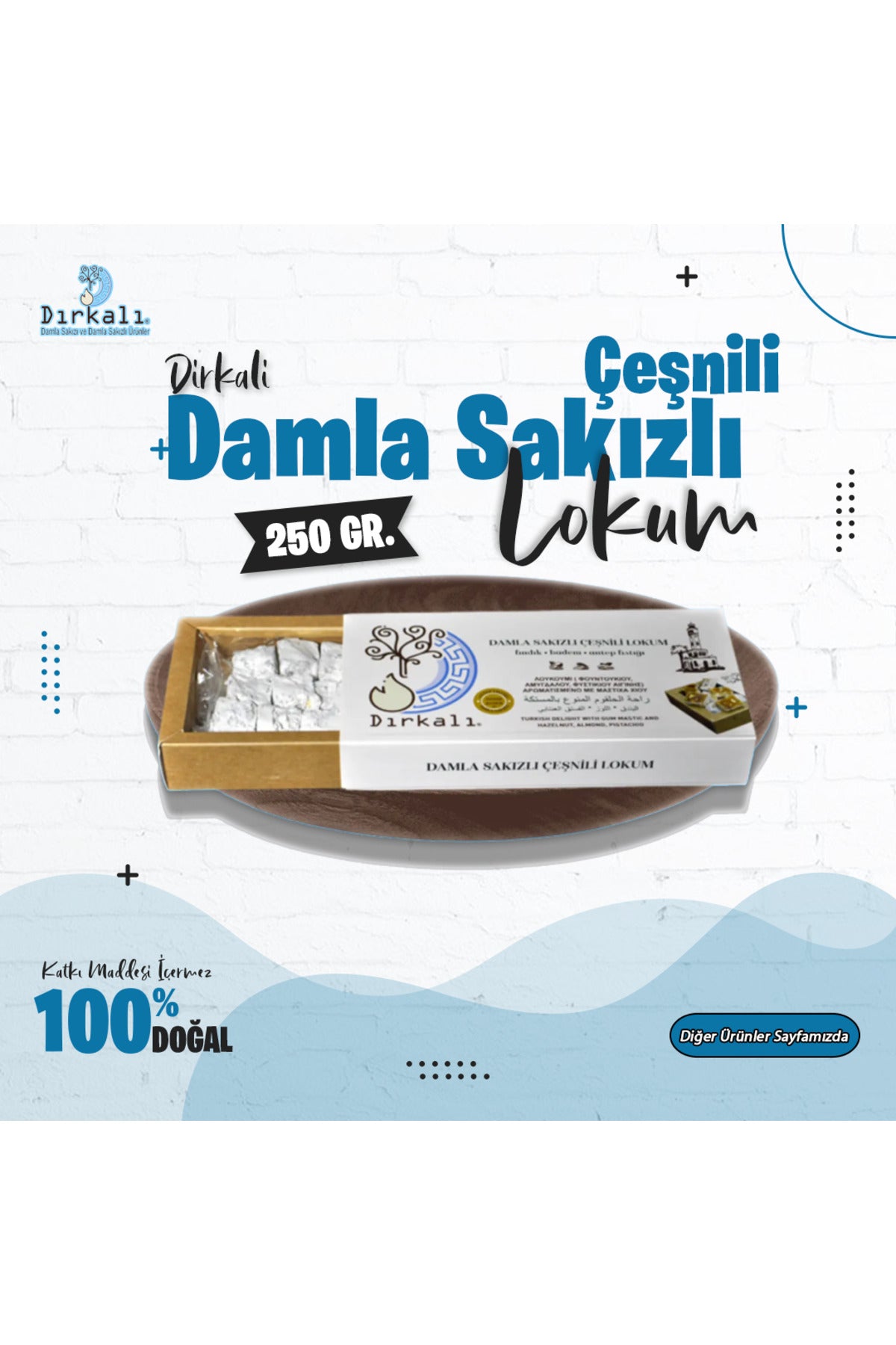 DIRKALI cesnili Mastic Flavored Turkish Delight 250 g - MALLTURK
