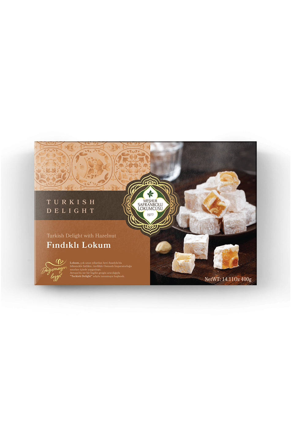 MESHUR safranbolu lokumcusu Hazelnut Turkish Delight 400 g - MALLTURK