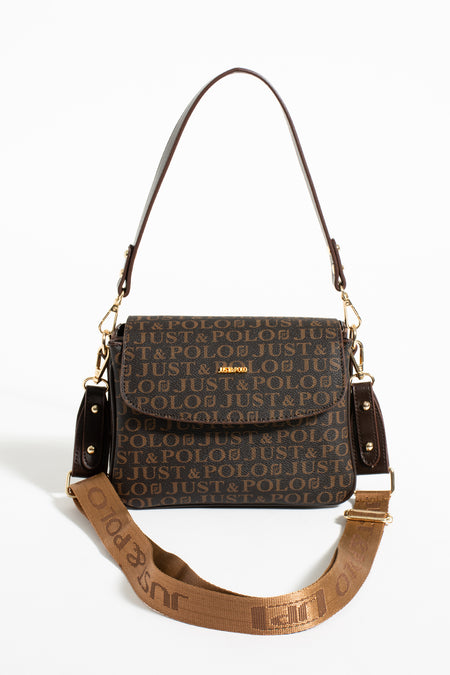Just Polo Brown Women's Three-Compartment Shoulder Bag and Wallet Set - MALLTURK