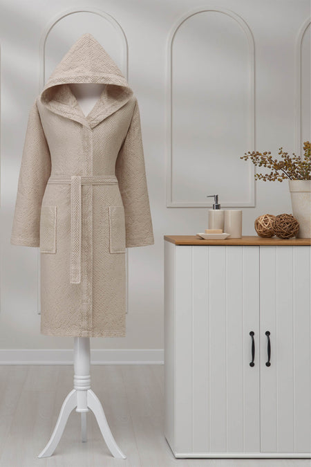 Ozdilek Grave Waffle Hooded Bathrobe - MALLTURK