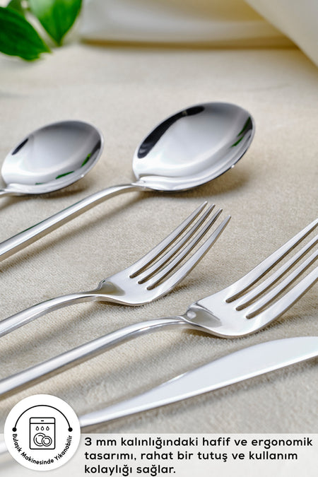 Karaca orion platin 30 Piece 6 Place Setting Flatware Set - MALLTURK