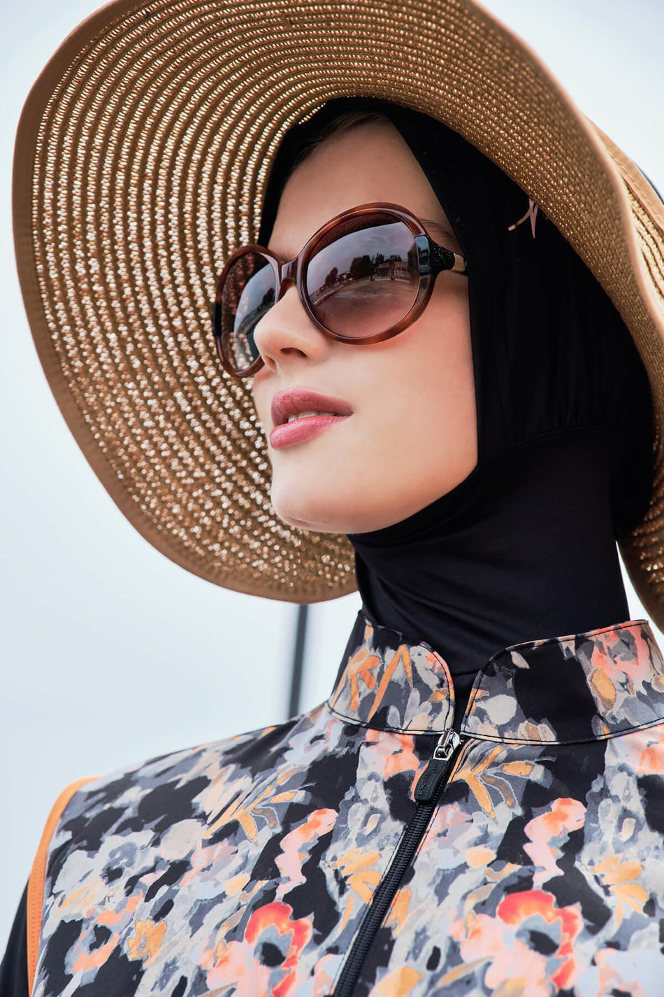 Hashema Bow Detail Foldable Milk Coffee Visor Beach Hat