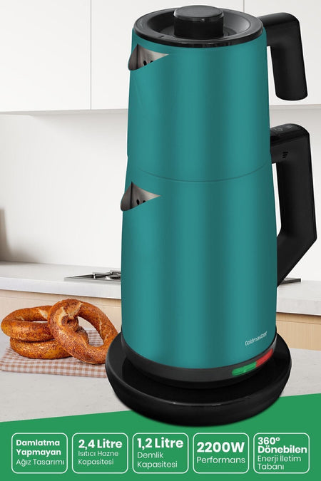 GoldMaster Teachef Green Stainless Steel Drip-Free Design Steel Tea Maker and Kettle - MALLTURK