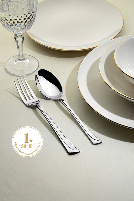 Nehir maksi Plain 6 Place Setting 36 Piece Boxed Flatware Set - MALLTURK