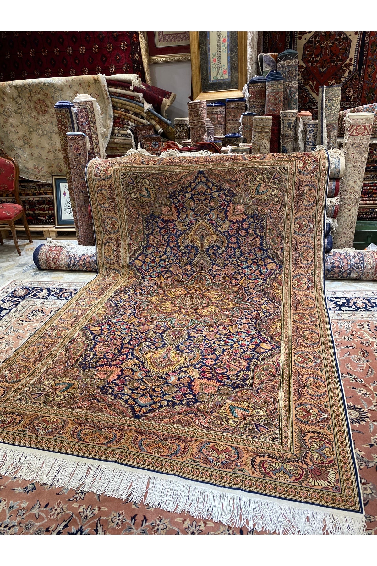 RD RAMAZAN DAG Hand Rug Art Hand-Woven Kayseri Hacilar Weave Premium Quality Cotton Fringe with Wool Weave Size 300x200 - MALLTURK