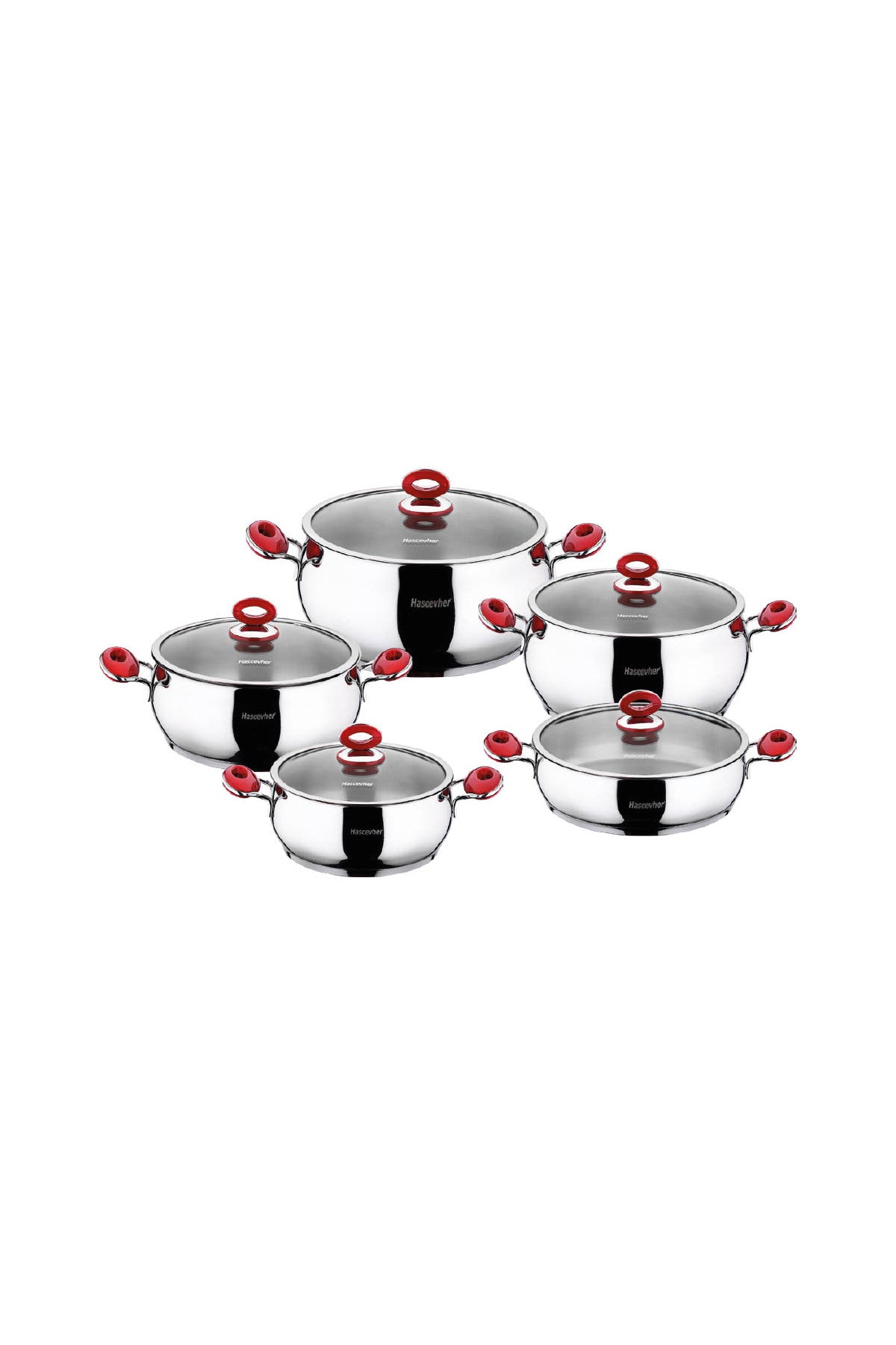 Hascevher Anemon 10 Pcs Cookware Set (18/20/22/24/24Krn.) - MALLTURK