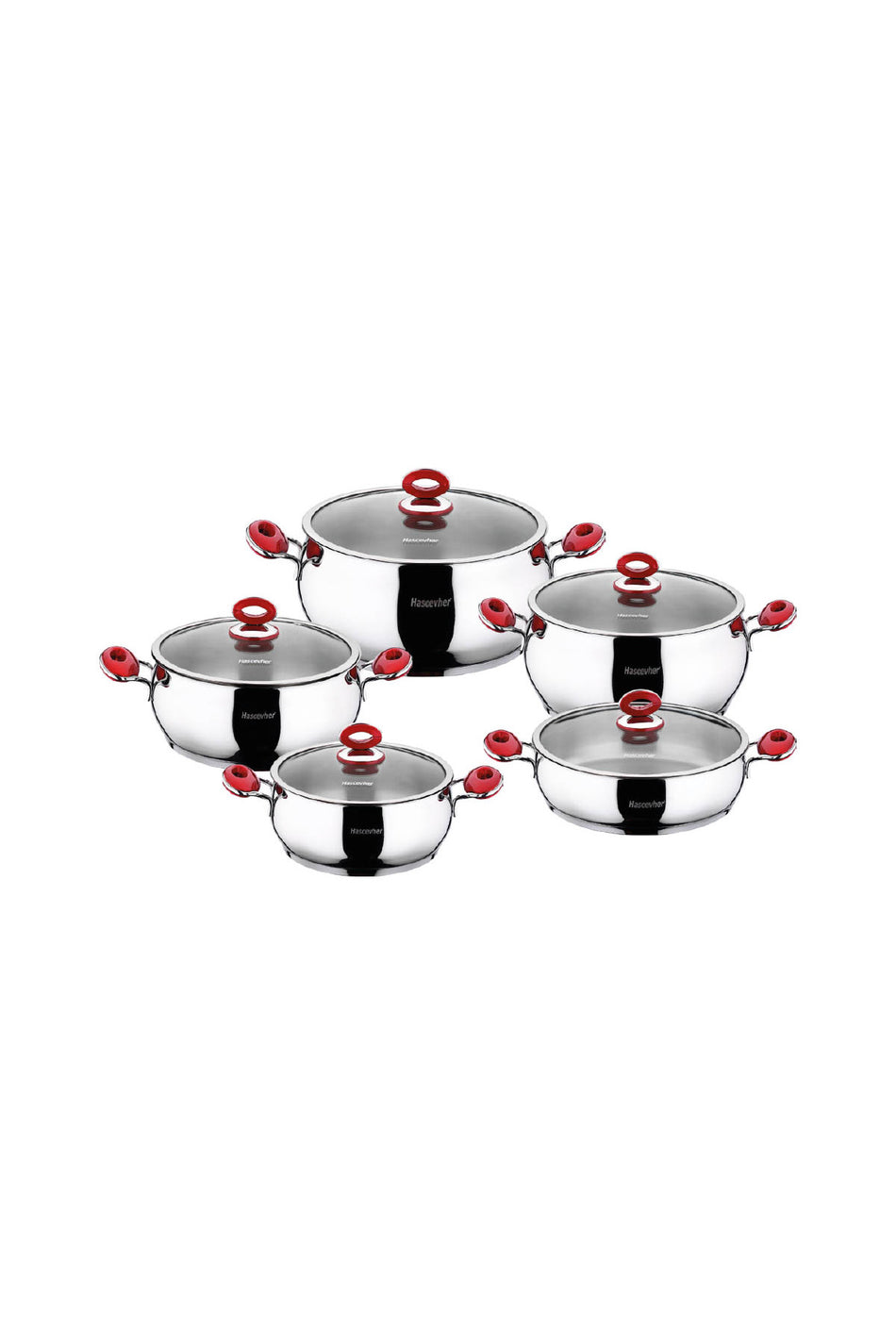 Hascevher Anemon 10 Pcs Cookware Set (18/20/22/24/24Krn.) - MALLTURK