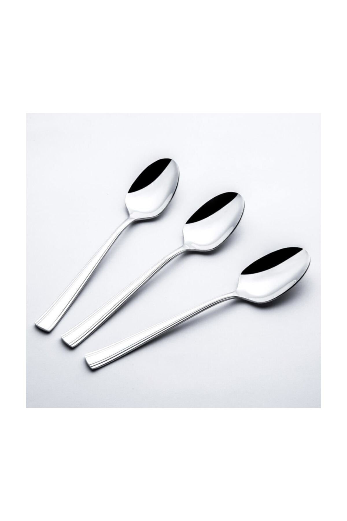 Nehir katre Plain 6 ad yemek Spoon Set 18 10 304 kalite - MALLTURK