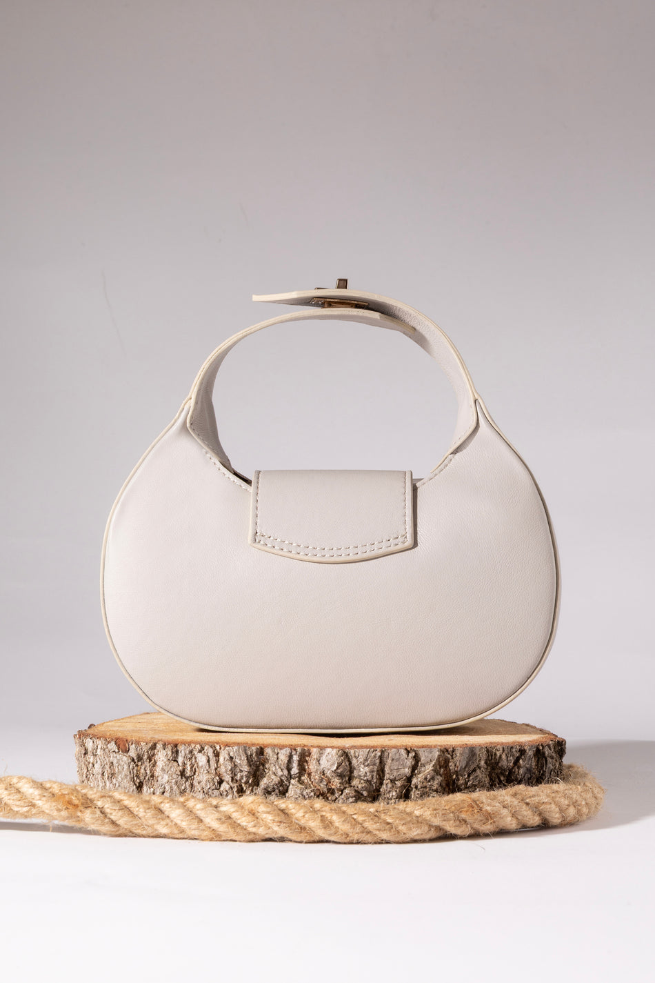 Fubileather Genuine Leather Mona Bag Hand and Shoulder Bag Cream