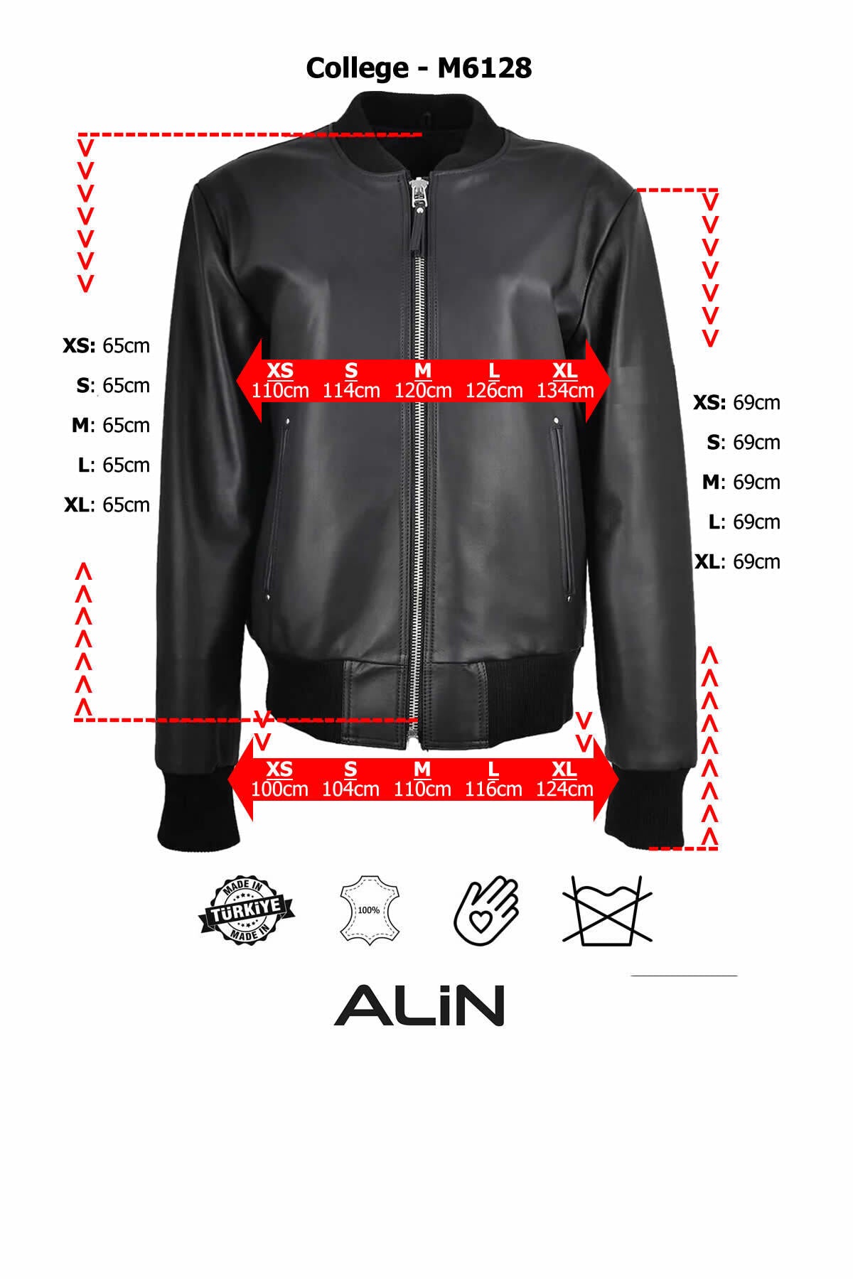 ALIN College Women's Genuine Leather Knitted Leather Jacket Black - MALLTURK