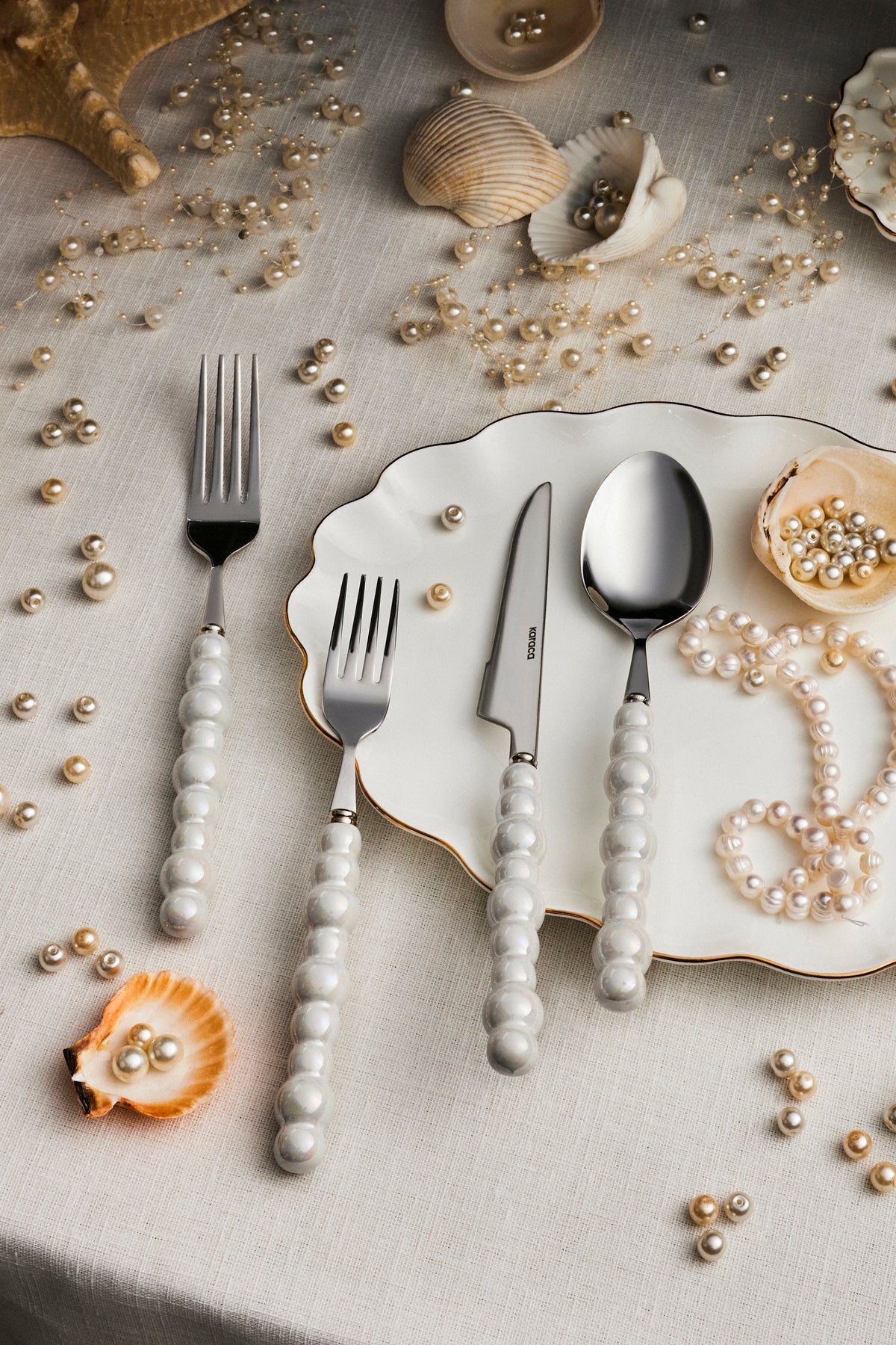 Karaca marin pearl 24 Piece 6 Place Setting Flatware Set - MALLTURK