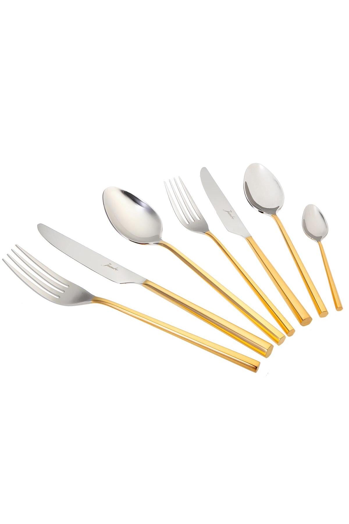 Jumbo 1001 altin 84 Piece 12 Place Setting Flatware Set 500 01 01 6051 - MALLTURK