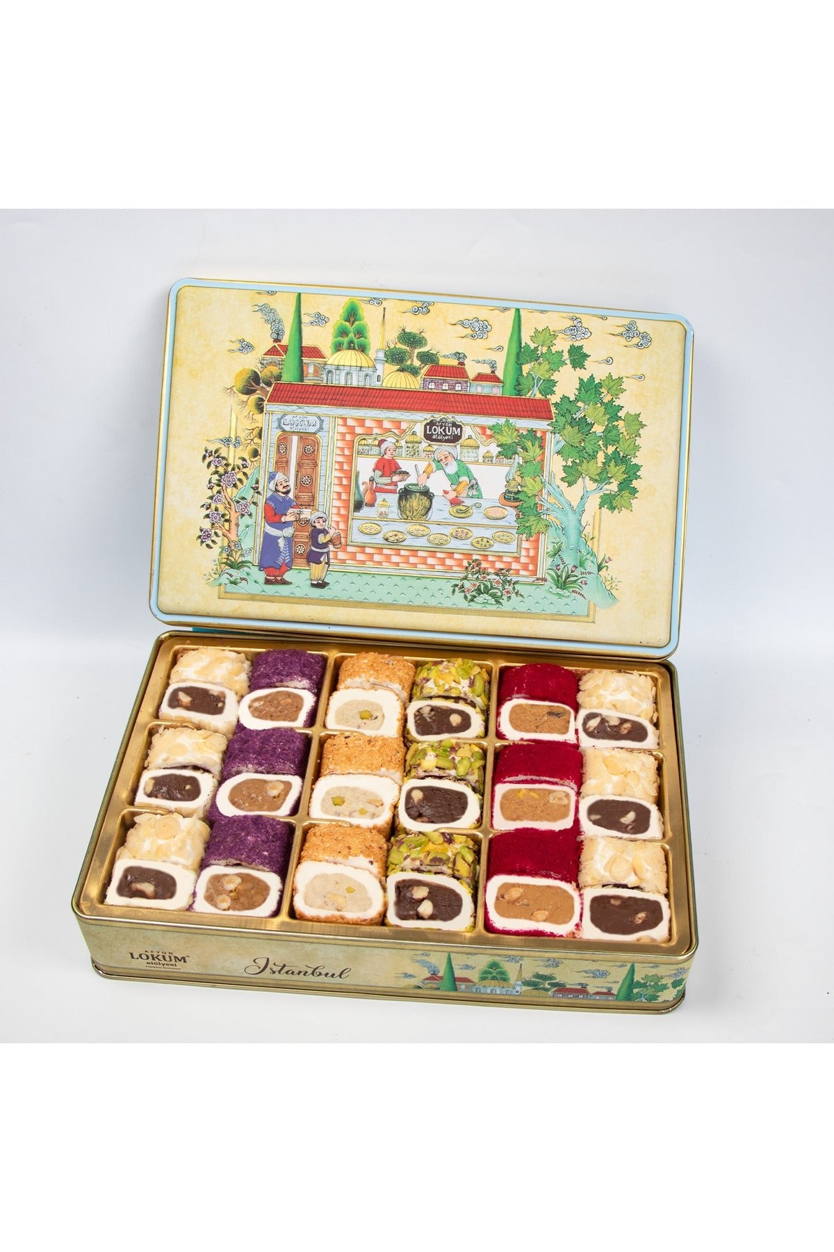 Lokum Atolyesi hurrem Sultan Style Pistachio Hazelnut Almond susamli dolma Turkish Delight 600g - MALLTURK
