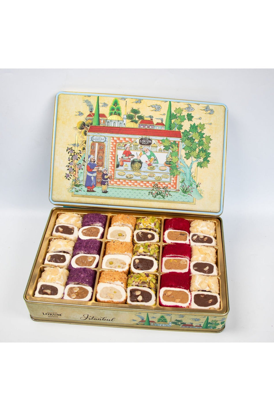 Lokum Atolyesi hurrem Sultan Style Pistachio Hazelnut Almond susamli dolma Turkish Delight 600g - MALLTURK