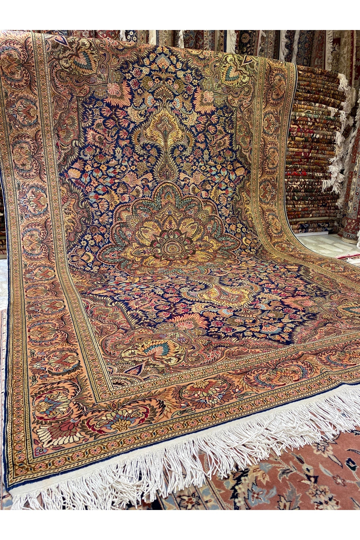 RD RAMAZAN DAG Hand Rug Art Hand-Woven Kayseri Hacilar Weave Premium Quality Cotton Fringe with Wool Weave Size 300x200 - MALLTURK