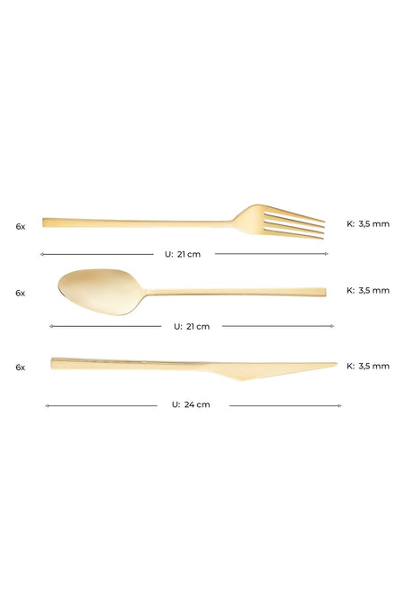 Emsan alba 18 Piece 6 Place Setting parlak gold tatli Boxed Flatware Set - MALLTURK