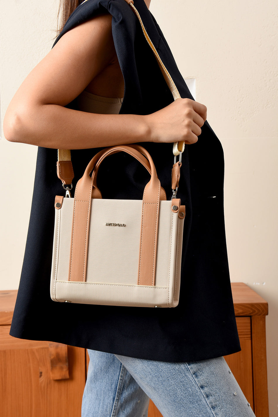 Just Polo, Cream, Polo FabricEpi Women's Hand and Shoulder Bag, - MALLTURK