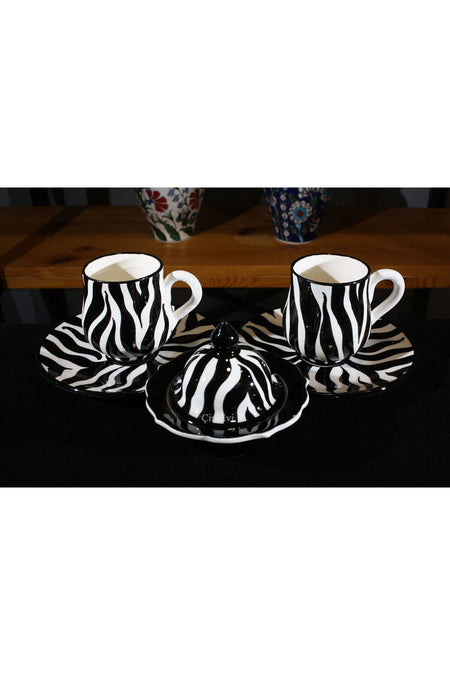 Cini Evi Black and White 2-Piece Coffee Set - MALLTURK