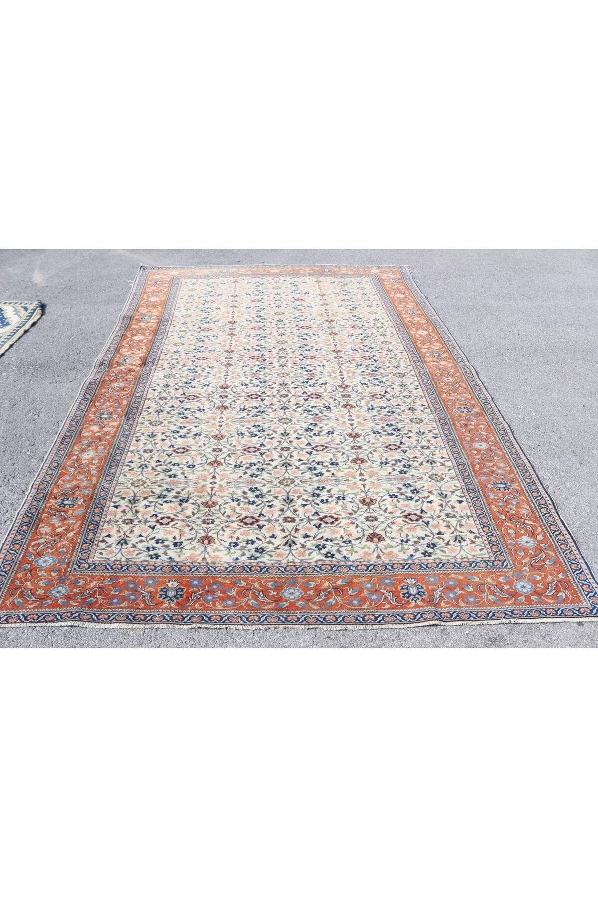 Kayra Export Hand-Woven Rug, 196x292 Cm Salon Rug, Turkish Rug, Usak Rug, Living Room Rug, Orange Mutfak Rug