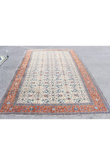 Kayra Export Hand-Woven Rug, 196x292 Cm Salon Rug, Turkish Rug, Usak Rug, Living Room Rug, Orange Mutfak Rug
