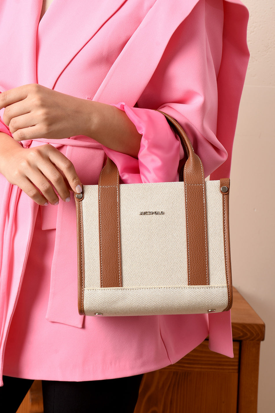 Just Polo Epi Women's Hand and Shoulder Bag, Polo Fabric, Beige - MALLTURK