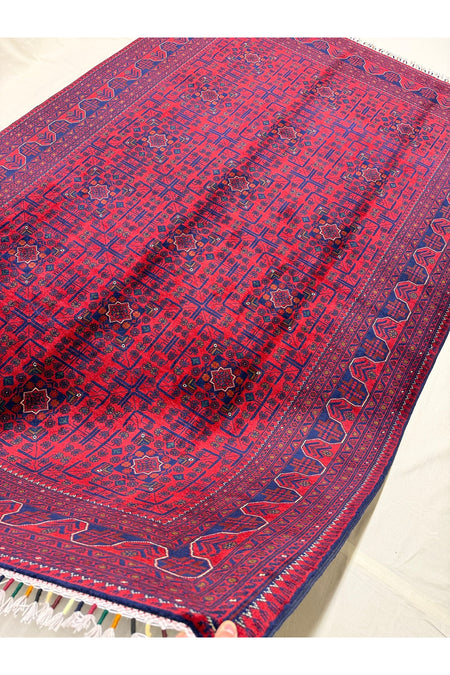 Afghan Rug Hand-Woven 6 Meter Bilecik Design 100% Wool Natural Dye Handicraft ile Harika Yildiz Pattern
