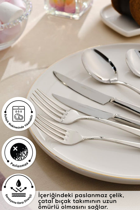 Karaca new year yilbasi novara 84 Piece 12 Place Setting elegance Flatware Boxed - MALLTURK