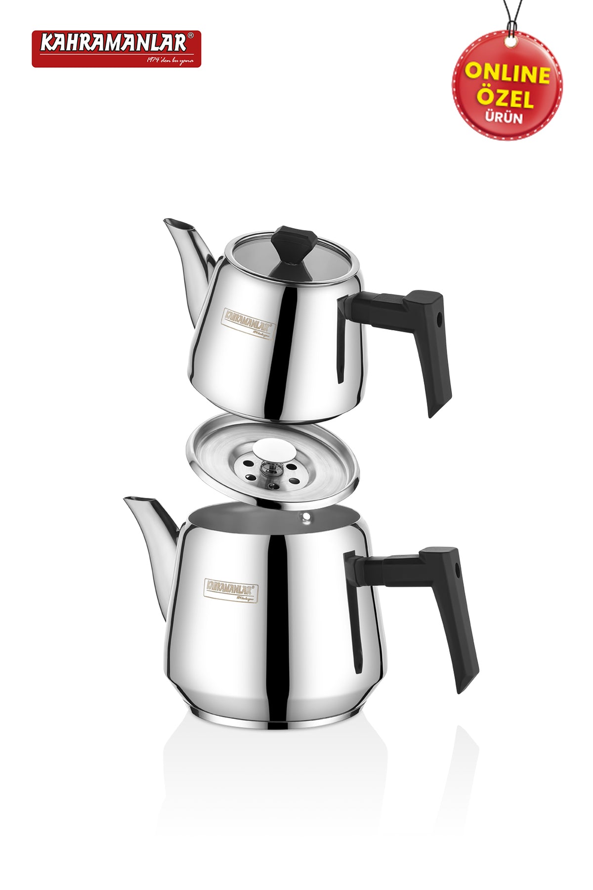 Kahramanlar Luna Medium Size Black Teapot Set - MALLTURK