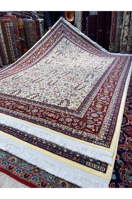 RD RAMAZAN DAG Hand Rug Art Hand-Woven Sumerbank Hereke Rug Signed Seven Mountains Flower Premium Quality Size 300x200 - MALLTURK