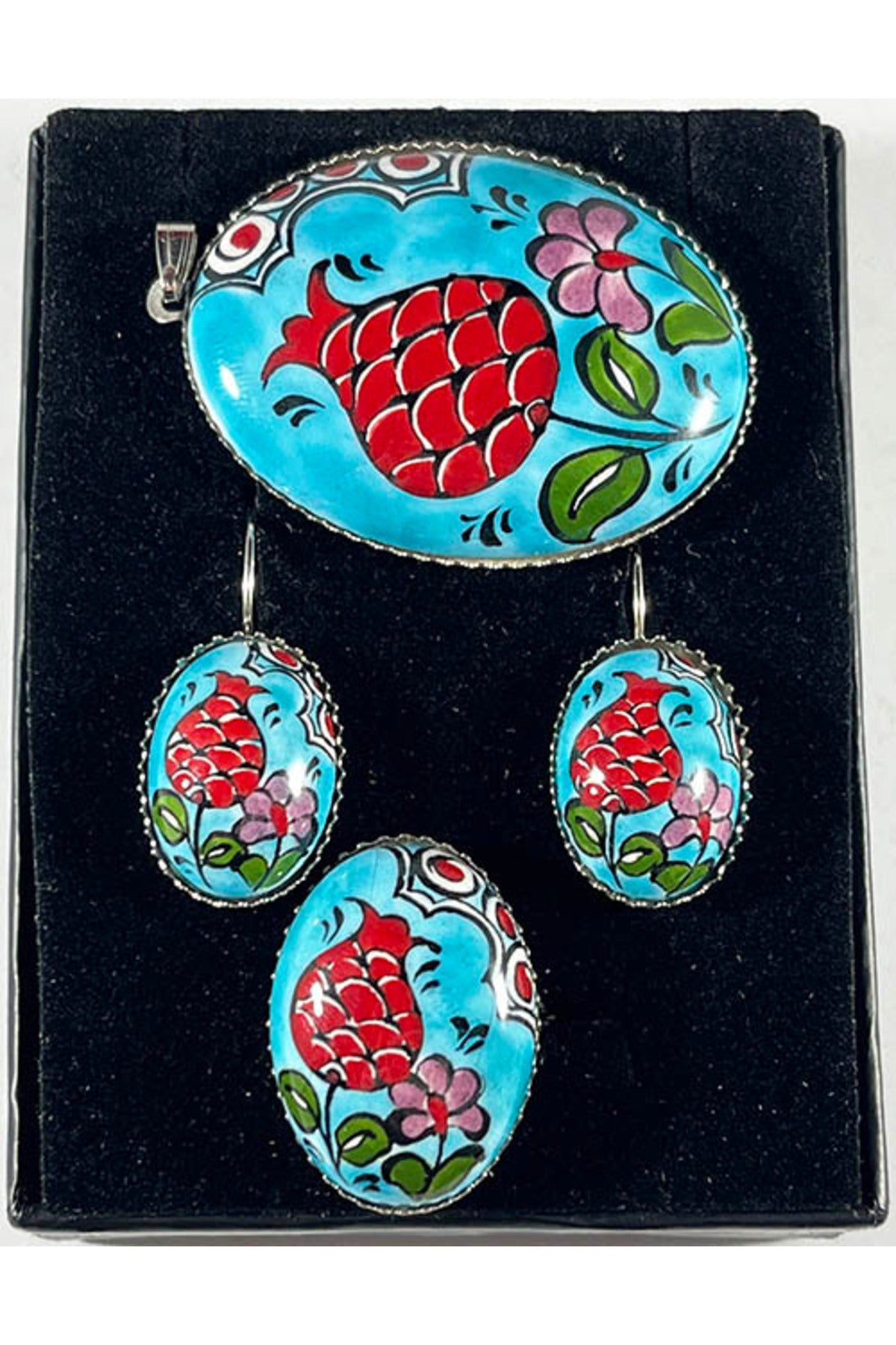 Cini Evi Turquoise Zemine Spring Patterned Tile Jewelry Set - MALLTURK