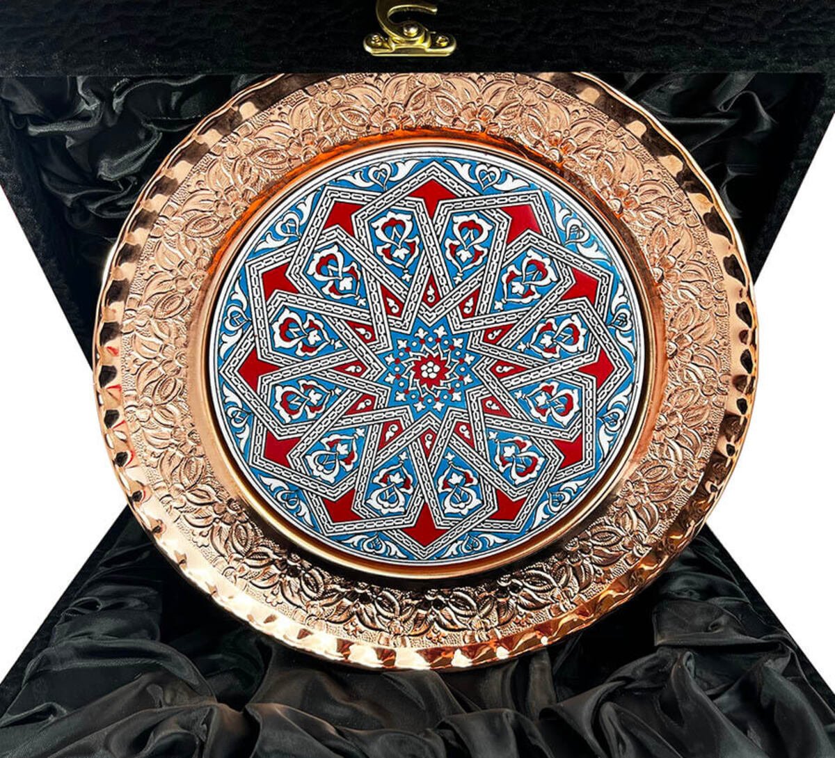 Cini Evi Seljuk Star Patterned 25cm Bronze Plate - MALLTURK