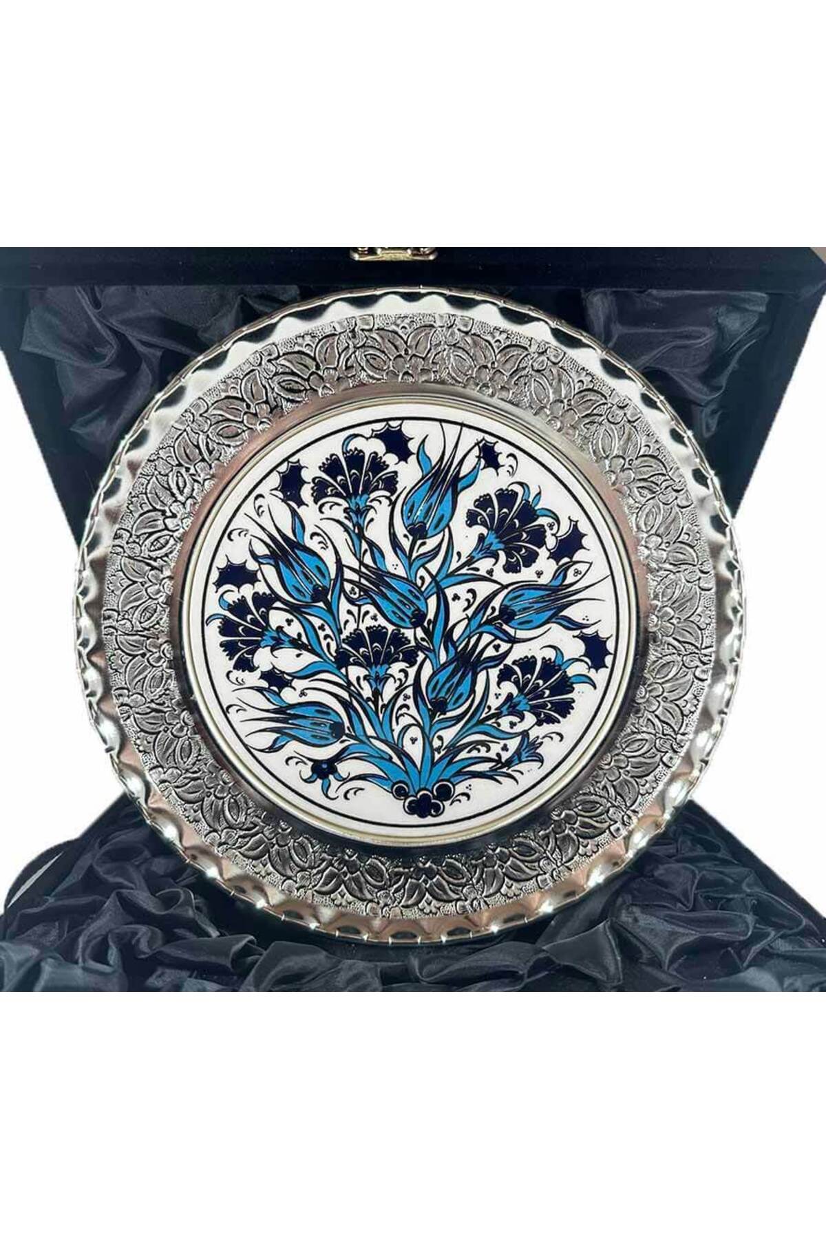 Cini Evi Blue Tulip and Carnation Silver Plate 25cm - MALLTURK