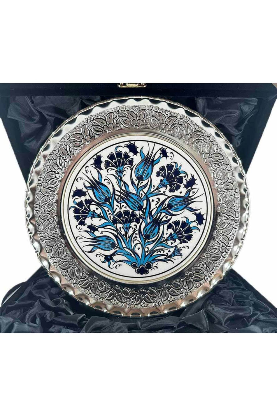 Cini Evi Blue Tulip and Carnation Silver Plate 25cm - MALLTURK