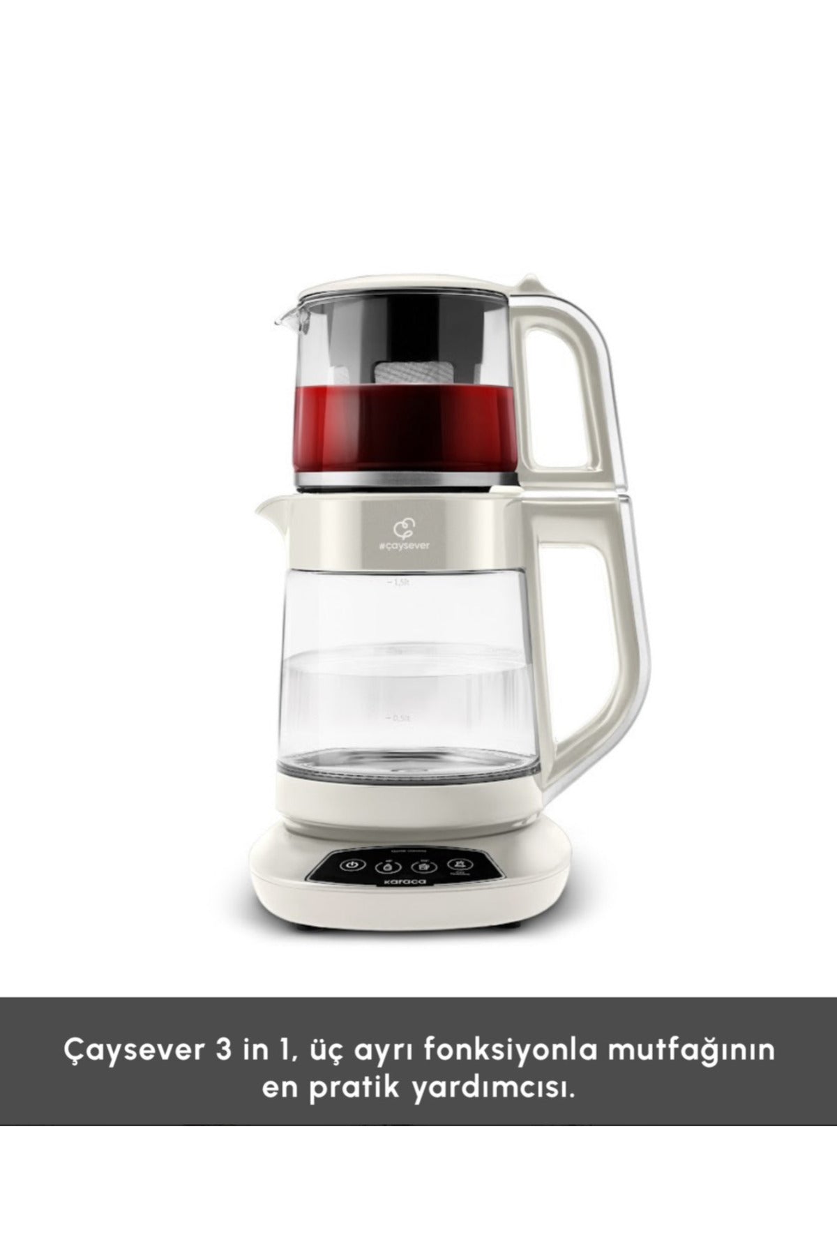 Karaca Tea Maker, Baby Feeding Water and Kettle 3 in 1 TALKiNG GLASS Tea Maker Family Size Capacity 1700W - MALLTURK