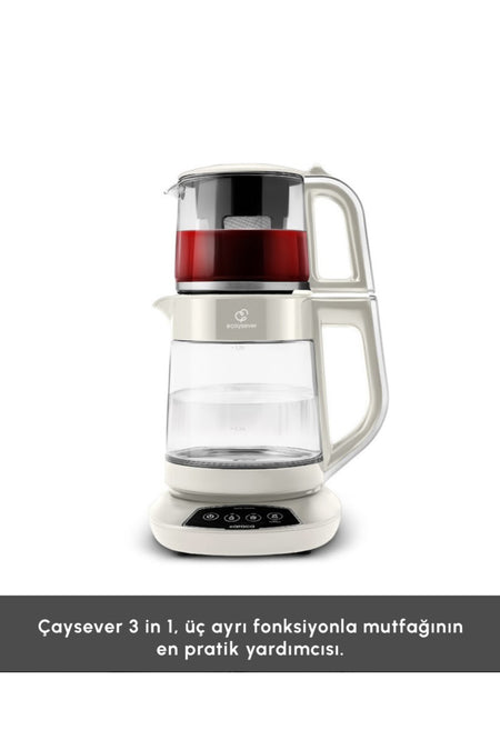 Karaca Tea Maker, Baby Feeding Water and Kettle 3 in 1 TALKiNG GLASS Tea Maker Family Size Capacity 1700W - MALLTURK