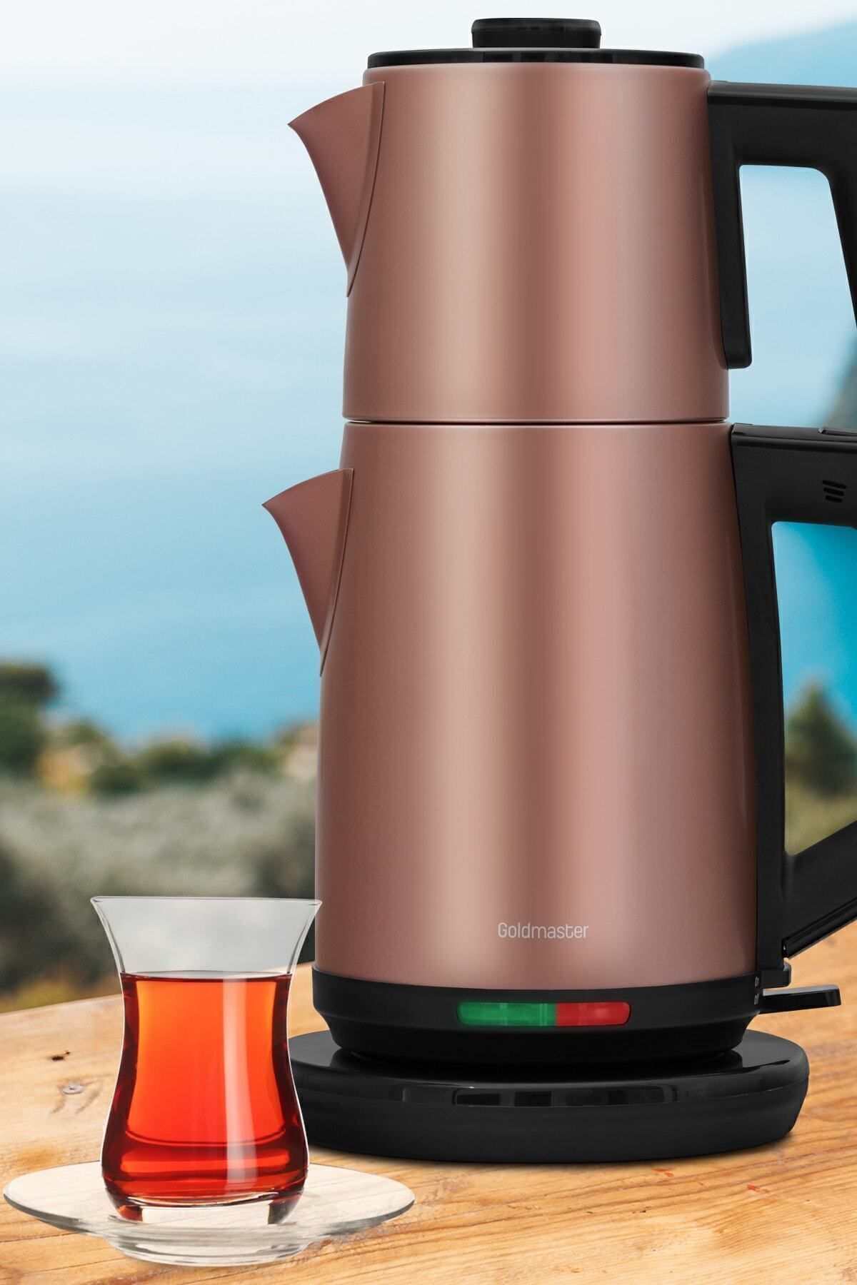 GoldMaster Acacia Matte Mink XL 2200 Watt Patented Drip-Free Design Stainless Steel Tea Maker and Water Kettle - MALLTURK