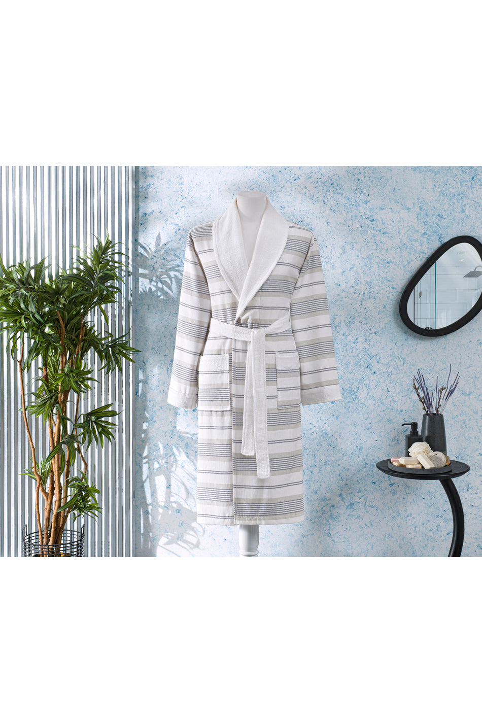 Ozdilek Carol Shawl Collar Peshtemal Bathrobe - MALLTURK